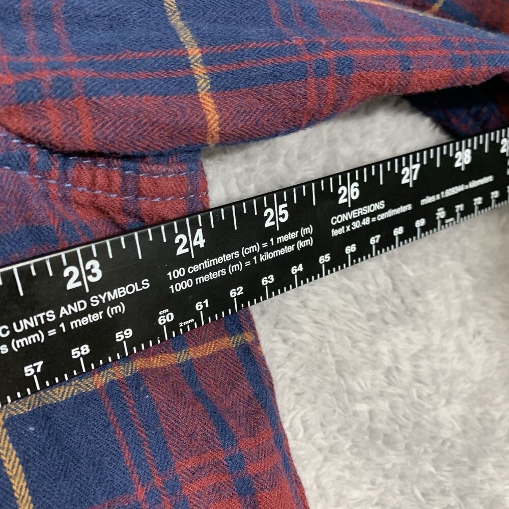George Men's Plaid Long Sleeve Shirt XL (46-48) Red & Blue Cotton - Picture 2 of 8